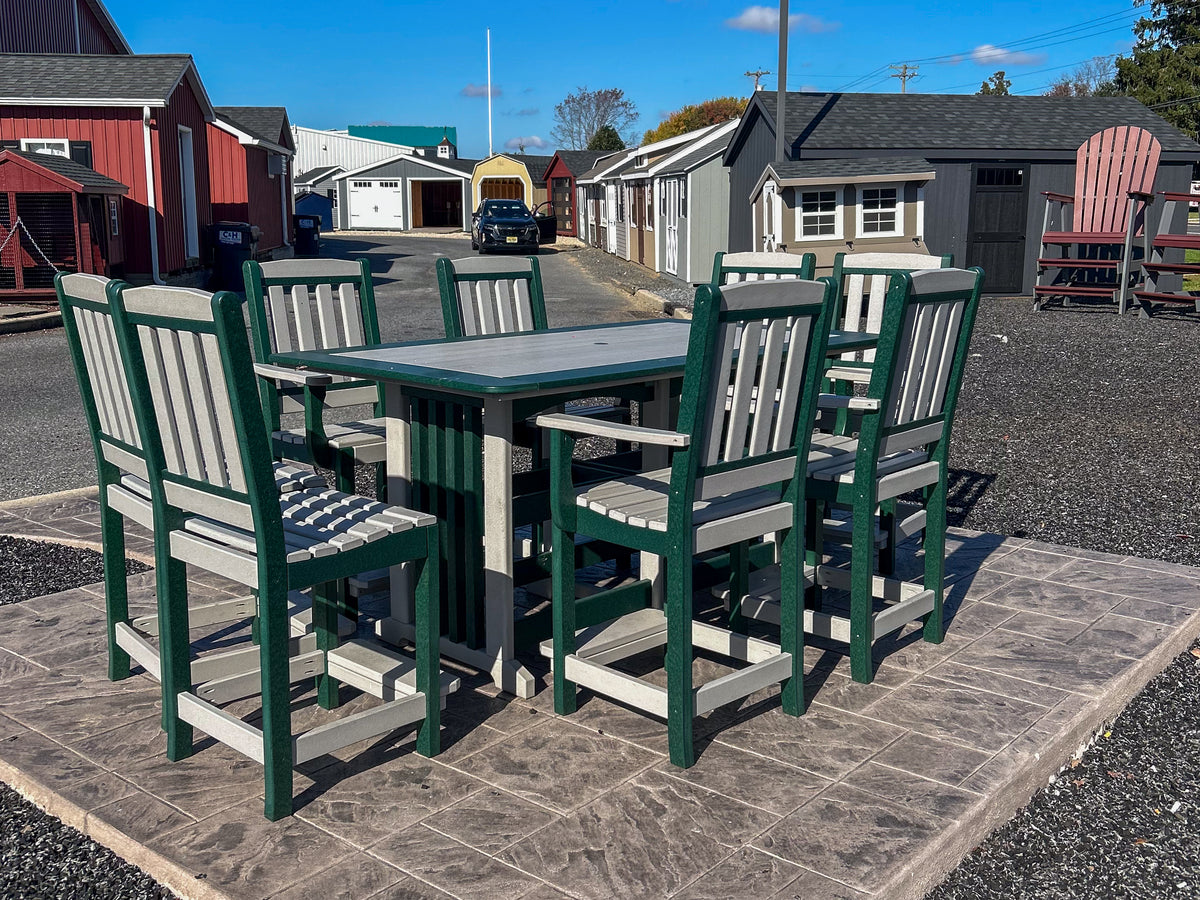 6ft Poly Table and Chairs Set - Light Gray / Green